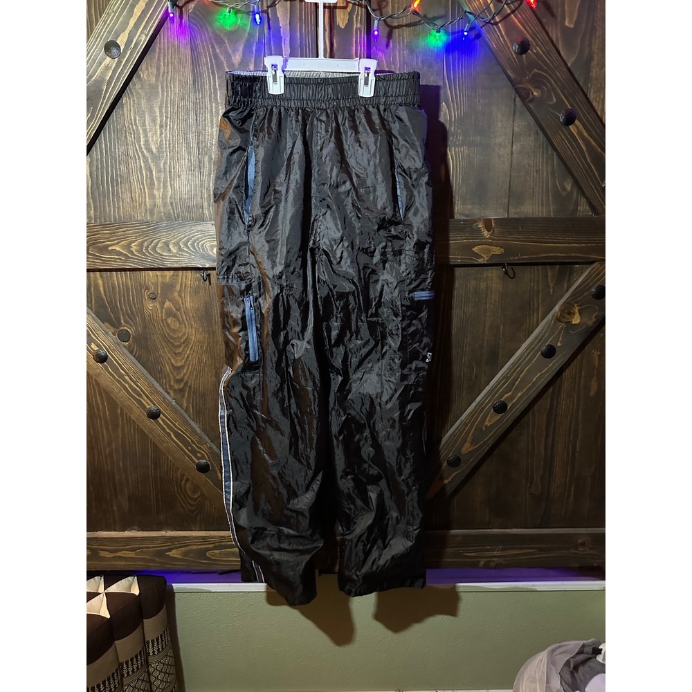 Spalding Track Pants Athletic Windbreaker Cargo Black Small Mens